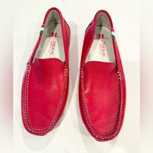 Jackal Milano Italian Red leather loafer driving shoes sz 41
US 8/8.5